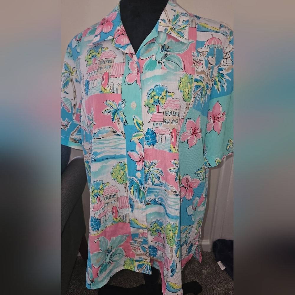 Women's Alia 16W Button Up Blouse Shirt Floral Flowers